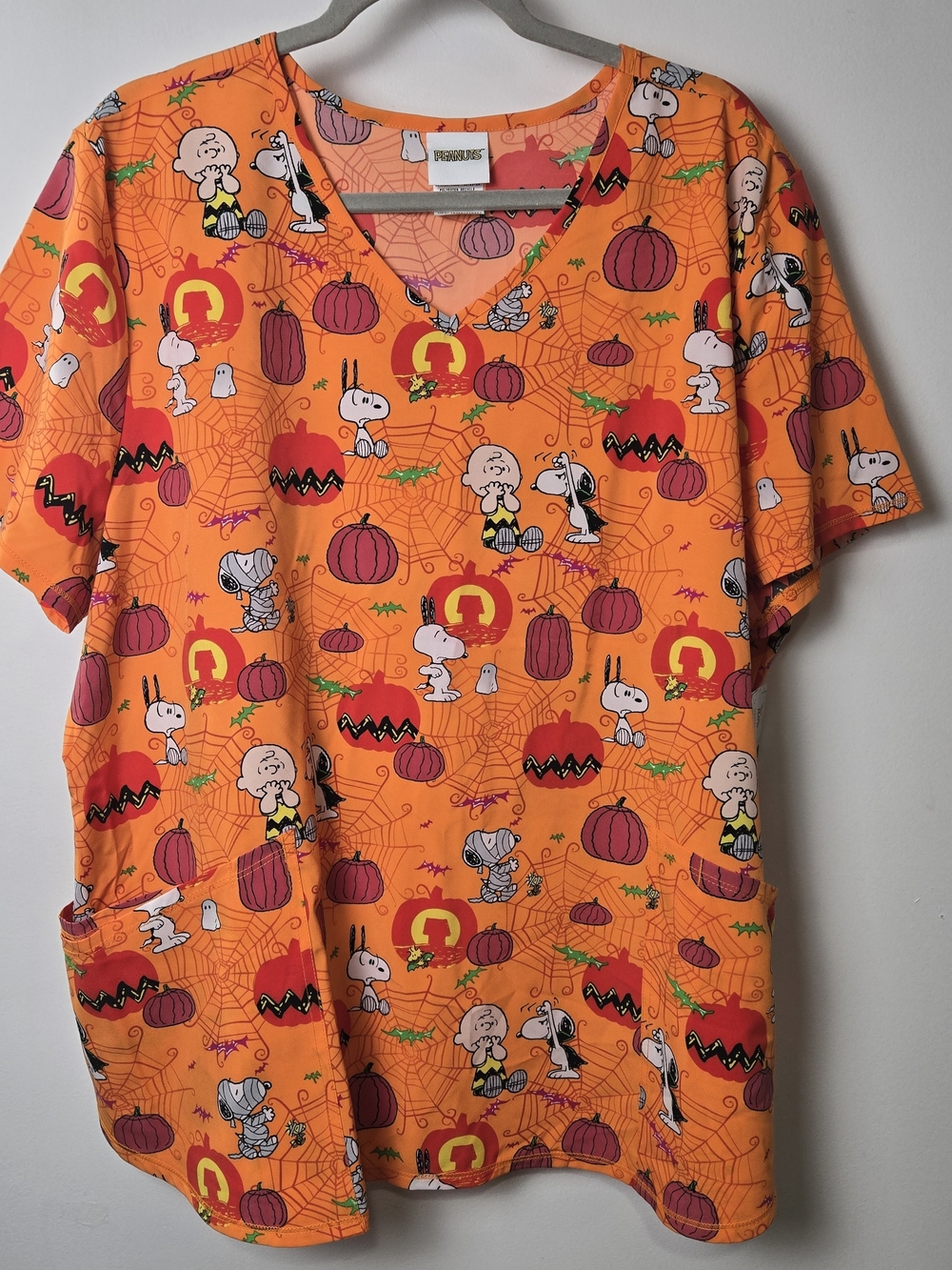 Peanuts Halloween Orange Scrub Top